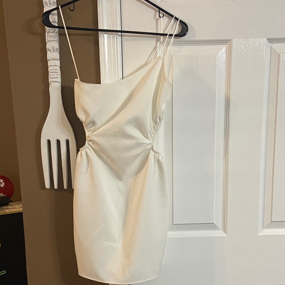 Zara Cream One Shoulder Dress